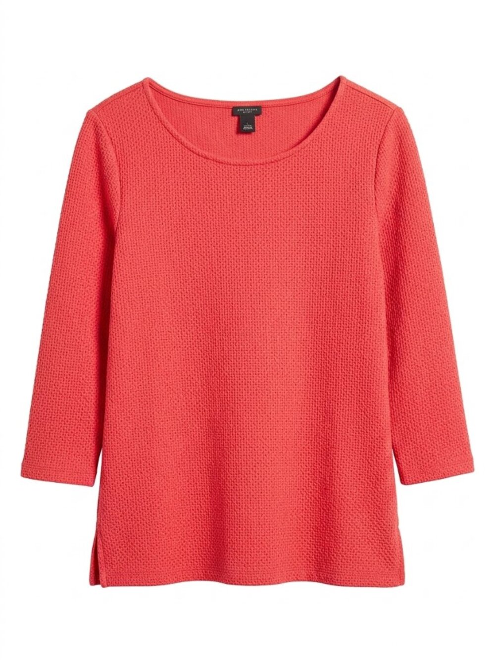 Ann Taylor Factory Coral Pink Waffle Knit Boatneck Top 3/4 Sleeve - Size L